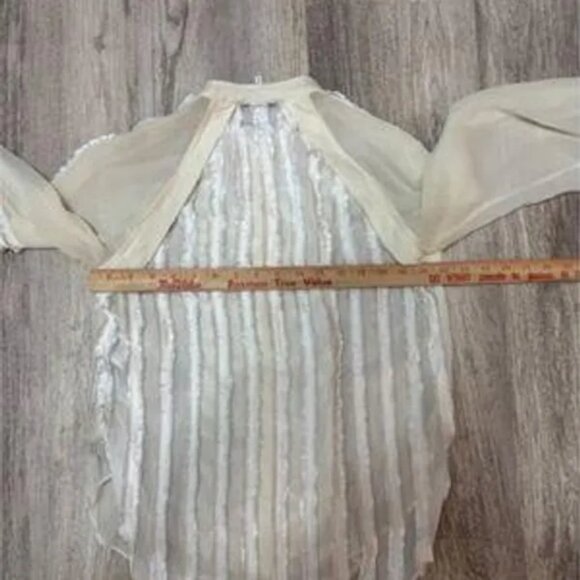 3.1 Phillip Lim Sheer blous ruffle trim long sleeve ivory top size 2 - Picture 8 of 9